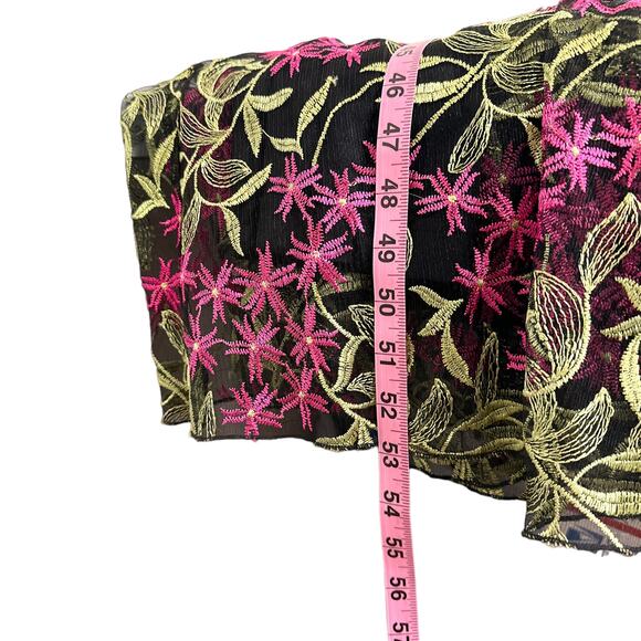 Lulu’s NEW Divine Delight Floral Embroidered Lace Maxi Dress Black Pink Green XS - Picture 15 of 16
